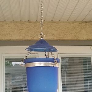 Vintage Colbolt Blue Glass Hanging Lantern